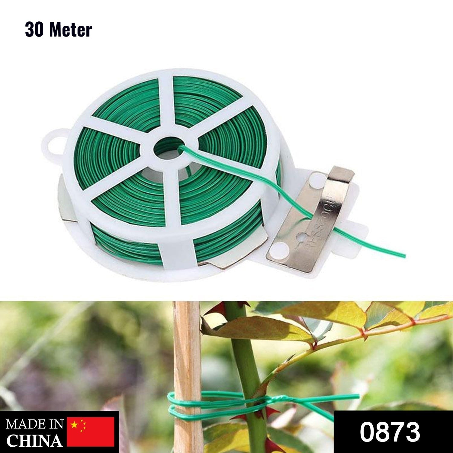873 Plastic Twist Tie Wire Spool With Cutter For Garden Yard Plant 30m (Green) 873 Plastic Twist Tie Wire Spool With Cutter For Garden Yard Plant 30m (Green)